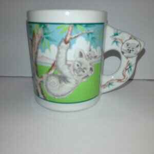 ZoobabeeZ Mug Mother & Joey Koala Hanging on Gum Tree Koala on Handle Vtg 1991